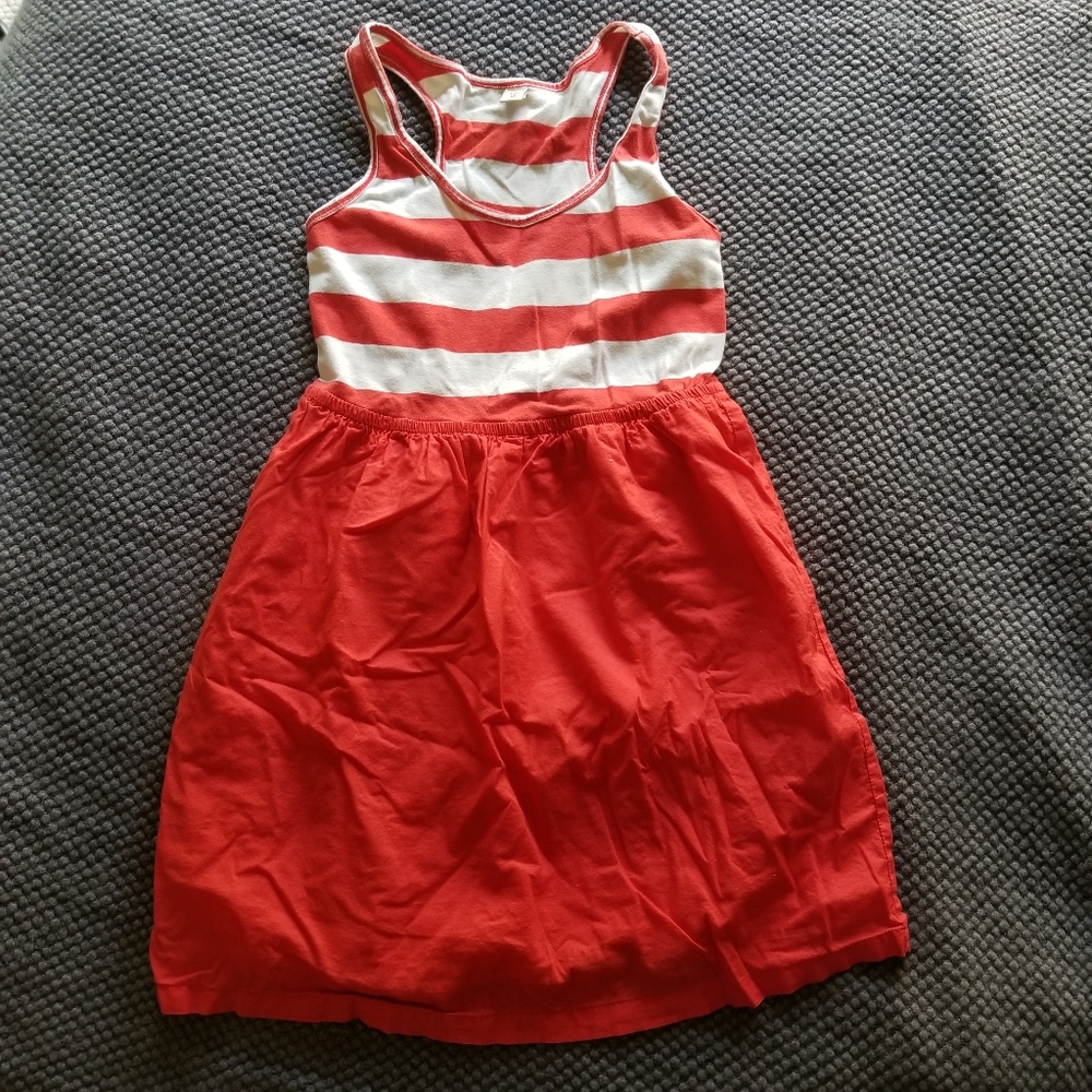 🛍Medium Red White Striped Racer Back Dress